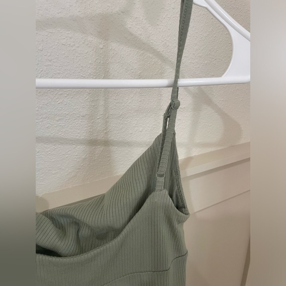 Aritzia Wilfred Green Ribbed Twist Front Midi Dress with Slit XS - Picture 8 of 10